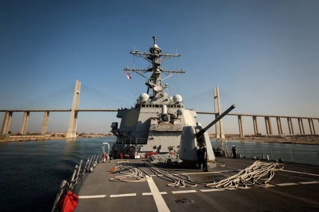 the us navy arleigh burke class guided missile destroyer uss carney transits the suez canal egypt october 18 2023 photo reuters the us navy arleigh burke class guided missile destroyer uss carney transits the suez canal egypt october 18 2023 photo reuters