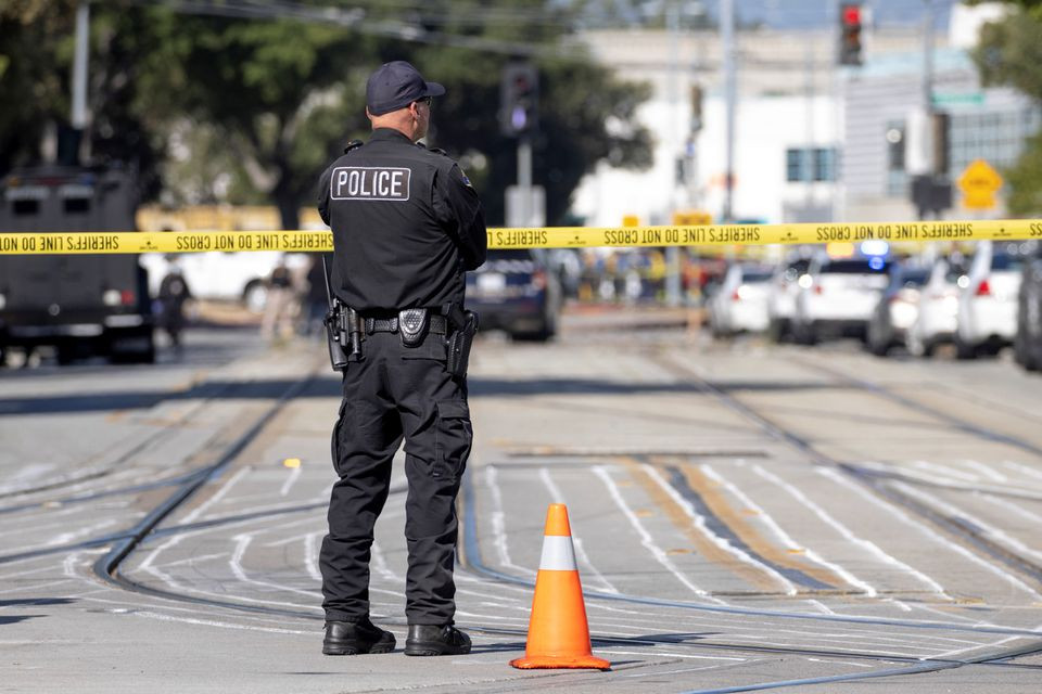 police secure the scene of a mass shooting at a rail yard run by the santa clara valley transportation authority in san jose california u s may 26 2021 photos reuters