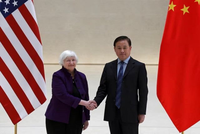 us treasury secretary janet yellen and pboc governor pan gongsheng before a meeting in beijing china april 8 2024 photo reuters us treasury secretary janet yellen and pboc governor pan gongsheng before a meeting in beijing china april 8 2024 photo reuters