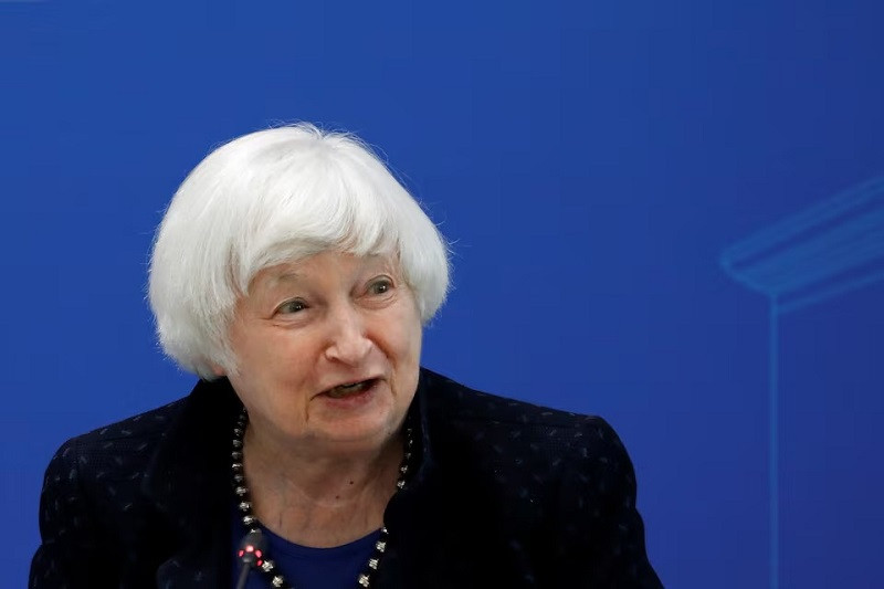 US Treasury Secretary Janet Yellen attends a dialogue with students of National School of Development at the Peking University in Beijing, China April 7, 2024. PHOTO: REUTERS