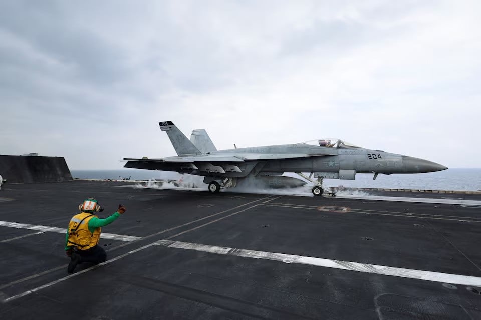 a f a 18e super hornet fighter jet is catapulted off the flight deck of the uss dwight d eisenhower cvn 69 aircraft carrier in southern red sea middle east february 13 2024 file photo reuters
