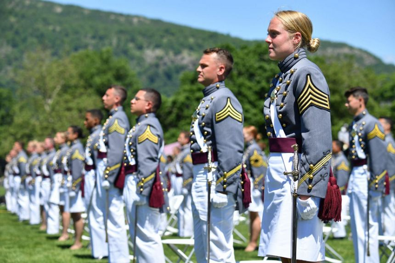 a june 2020 photo shows cadets attending the 2020 graduation ceremony at west point photo afp