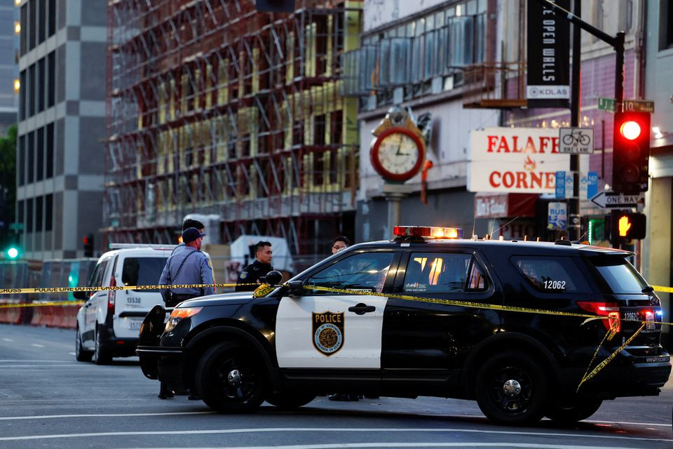 police are seen after an early morning shooting in a stretch of the downtown near the golden 1 centre arena in sacramento california us april 3 2022 photo reuters