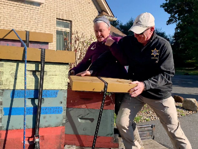 rorie sussan woods 55 unleashes a swarm of bees on deputies serving eviction papers in longmeadow massachusetts u s october 12 2022 photo reuters