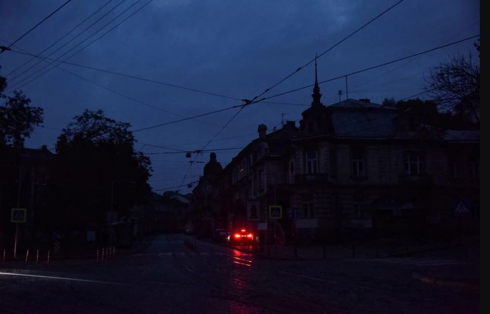 a view shows the city centre without electricity after critical civil infrastructure was hit by a russian missile attacks in lviv ukraine october 11 2022 photo reuters