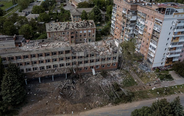 a destroyed building is seen after a rocket attack on a university campus amid russia s invasion in bakhmut in the donetsk region ukraine may 21 2022 photo reuters