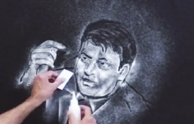 artist amir hussain has drawn a portrait of sharif using salt and spray gun photo amir hussain