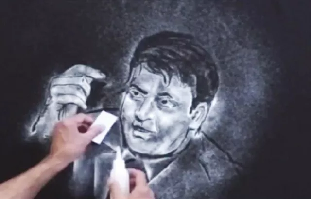 artist amir hussain has drawn a portrait of sharif using salt and spray gun photo amir hussain artist amir hussain has drawn a portrait of sharif using salt and spray gun photo amir hussain