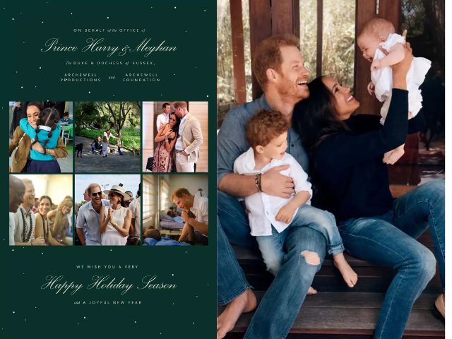 prince harry and meghan markle share rare family photo of archie and lilibet in 2024 holiday card