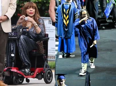 wendy williams shines in sparkly dress at son kevin jr s graduation cries tears of joy