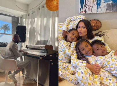 six figure serenade kim kardashian s kids are woken up by dad kanye west s pianist on christmas