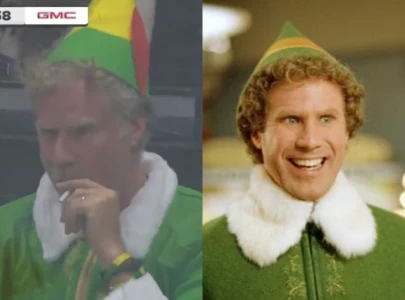 will ferrell brings holiday cheer as buddy the elf at l a kings game