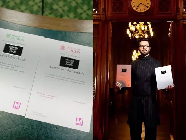 fahad mustafa receives two awards from uk parliament