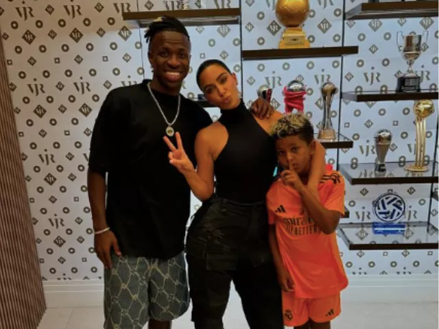 kim kardashian and saint west meet real madrid star vinicius jr in spain