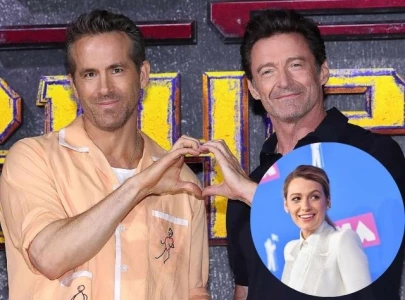 ryan reynolds hugh jackman and his mother confront blake lively s onscreen love interest