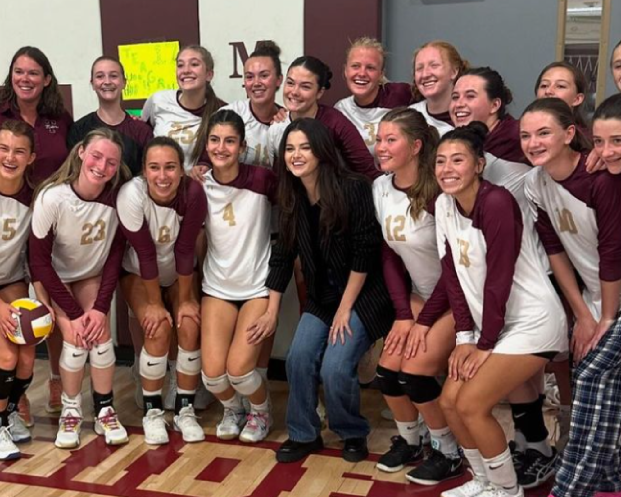 selena gomez surprises fans by attending high school volleyball game in colorado