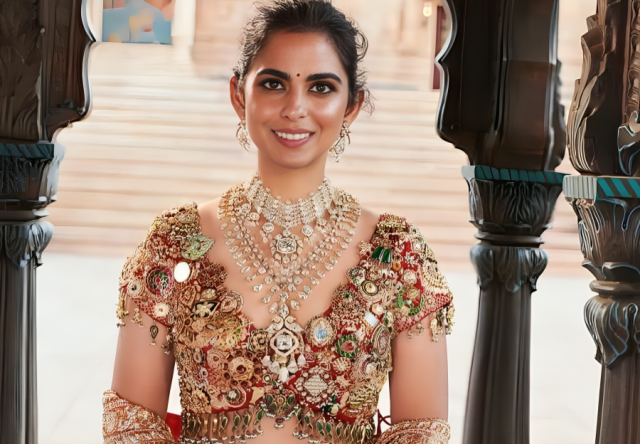 isha ambani s blouse for brother s wedding was made from her personal collection of jadau jewels