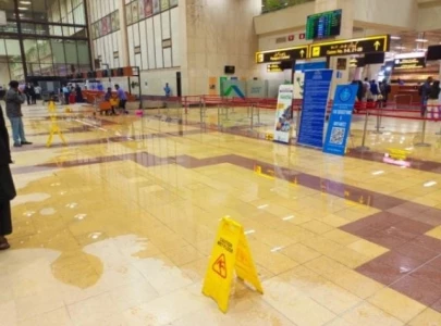 karachi s jinnah terminal floods as water pipe bursts karachi s jinnah terminal floods as water pipe bursts