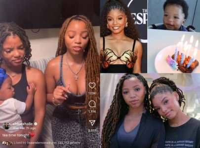 halle bailey s reveals son halo s routine with sister chloe on an instagram post