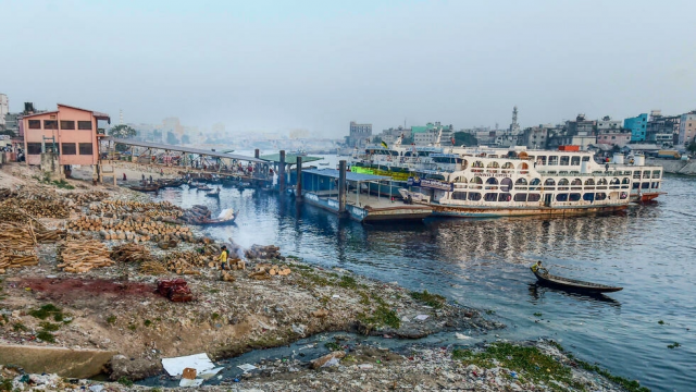 waste water flows into the buriganga river in dhaka on january 21 2020 afp