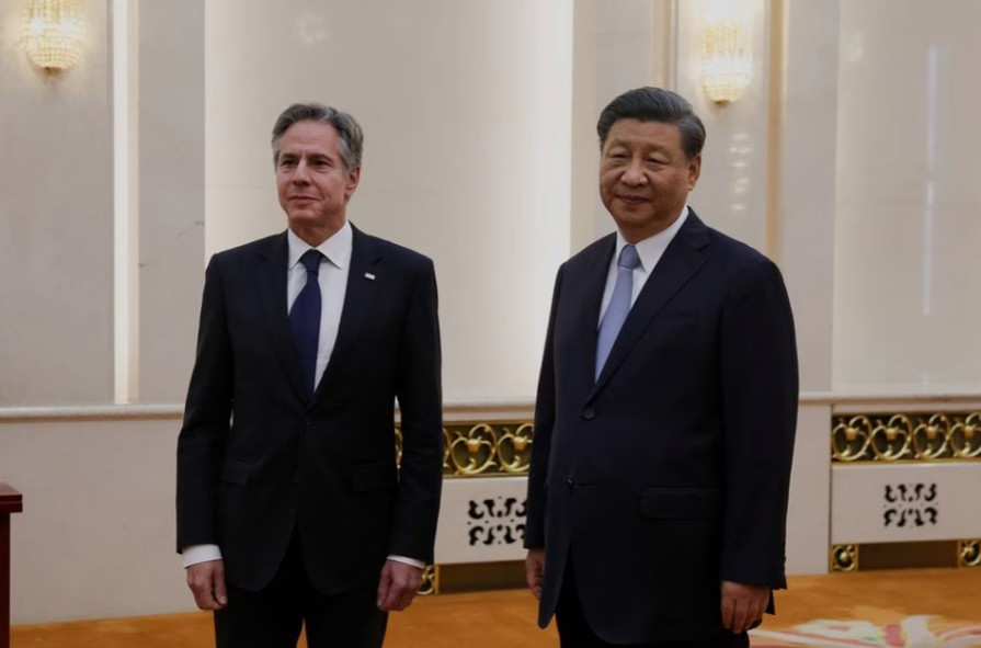 us secretary of state antony blinken meets with chinese president xi jinping in the great hall of the people in beijing china june 19 2023 photo reuters