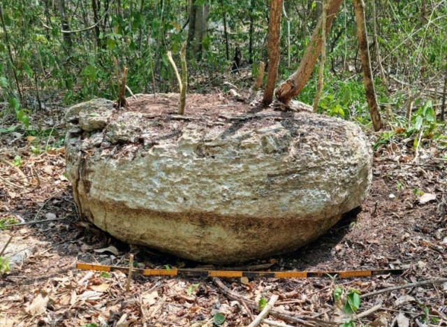 a view shows a part of a stone from an altar after archaeologists from mexico s national institute of anthropology and history inah discovered an ancient mayan city inside the balamku ecological reserve in campeche state mexico in this photo released and distributed by mexico s national institute of anthropology and history on june 20 2023 photo reuters a view shows a part of a stone from an altar after archaeologists from mexico s national institute of anthropology and history inah discovered an ancient mayan city inside the balamku ecological reserve in campeche state mexico in this photo released and distributed by mexico s national institute of anthropology and history on june 20 2023 photo reuters