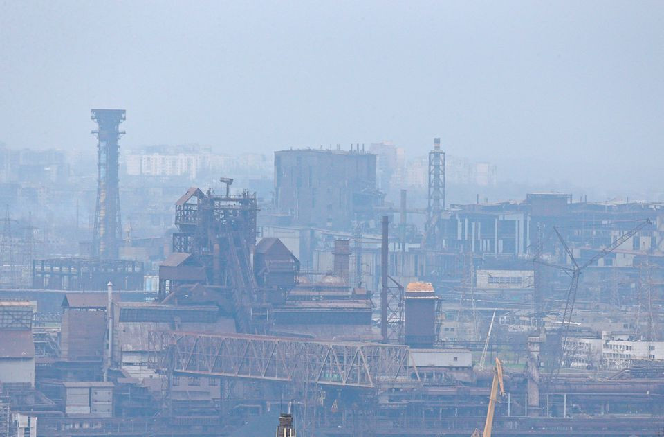 a view shows a plant of azovstal iron and steel works company during ukraine russia conflict in the southern port city of mariupol ukraine april 19 2022 reuters