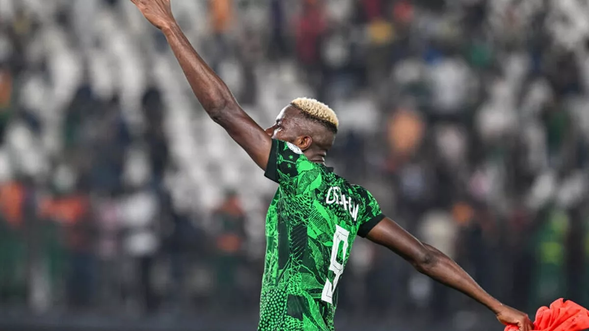 star nigeria forward victor osimhen salutes supporters after an africa cup of nations last 16 win over cameroon photo afp file star nigeria forward victor osimhen salutes supporters after an africa cup of nations last 16 win over cameroon photo afp file