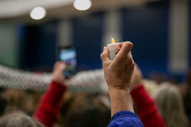 a vigil service at the prairie activity recreation center for wadea al fayoume in plainfield illinois u s october 17 2023 photo reuters a vigil service at the prairie activity recreation center for wadea al fayoume in plainfield illinois u s october 17 2023 photo reuters