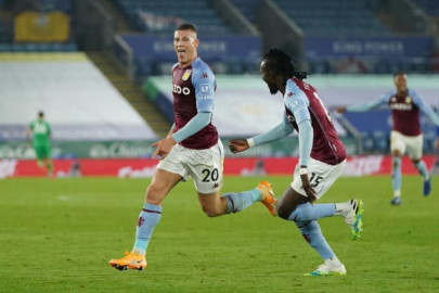 villa maintain perfect start as barkley sinks leicester