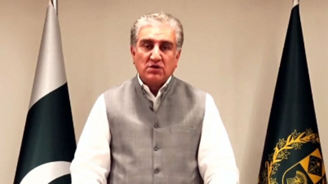 fm qureshi virtually addressing the 75th anniversary of the united nations in new york