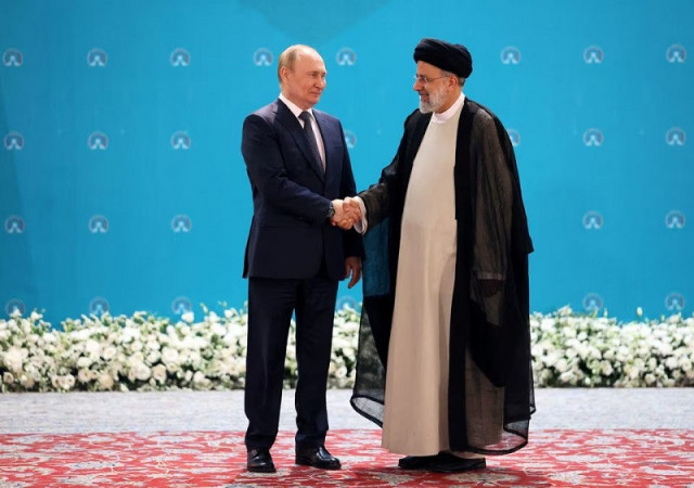 russian president vladimir putin and iranian president ebrahim raisi meet before a summit in tehran iran july 19 2022 photo reuters russian president vladimir putin and iranian president ebrahim raisi meet before a summit in tehran iran july 19 2022 photo reuters