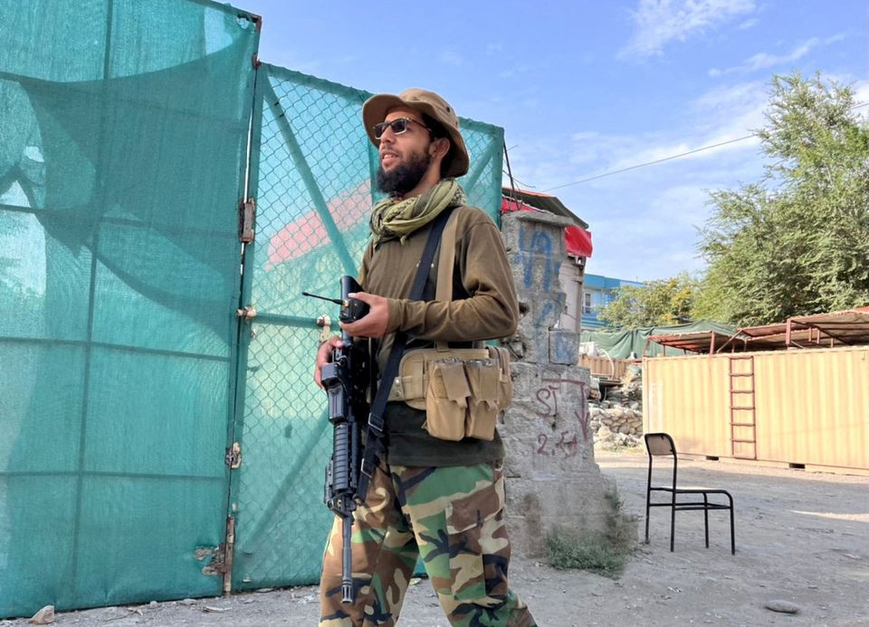 a taliban fighter stands guard near the site where al qaeda leader ayman al zawahiri was killed in a u s strike over the weekend in kabul afghanistan august 2 2022 reuters