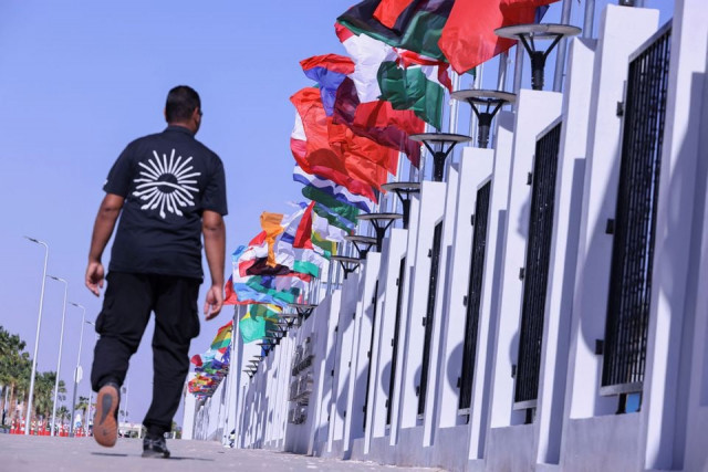 a general view of the entrance to the sharm el sheikh international convention centre grounds during the cop27 climate summit in sharm el sheikh egypt november 19 2022 photo reuters