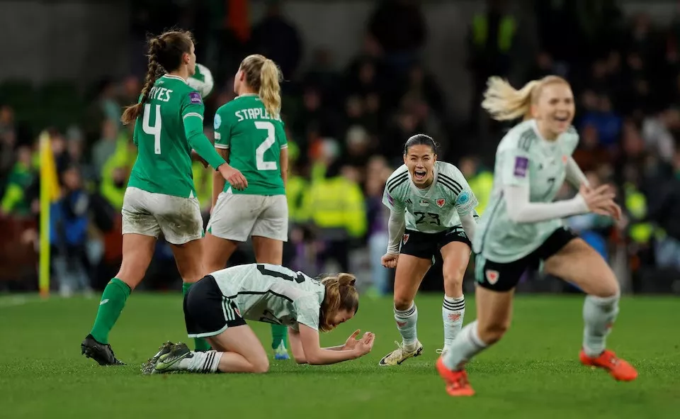 wales carrie jones and ffion morgan celebrate qualifying for the women s euro 2025 during women s european qualifiers between republic of ireland v wales at dublin arena dublin ireland on december 3 2024 photo reuters wales carrie jones and ffion morgan celebrate qualifying for the women s euro 2025 during women s european qualifiers between republic of ireland v wales at dublin arena dublin ireland on december 3 2024 photo reuters