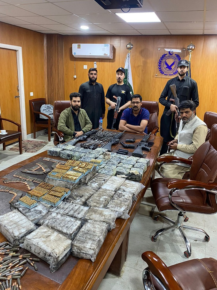 Weapons and ammunition intercepted at Torkham. PHOTO: EXPRESS