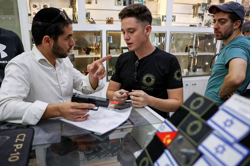 A gun shop at the Caliber 3 shooting range in Gush Etzion, an Israeli settlement in the Israeli-occupied West Bank, on October 25, 2023. PHOTO: REUTERS