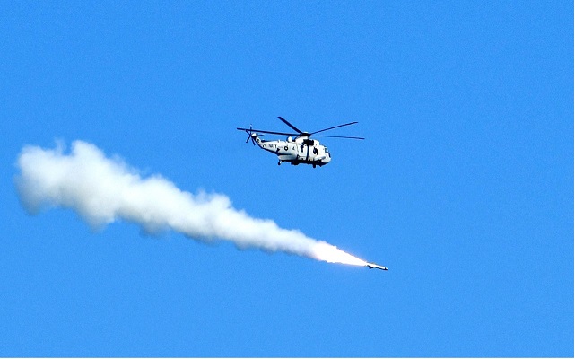 pakistan navy helicopter conducting live missile firing in north arabian sea photo pakistan navy