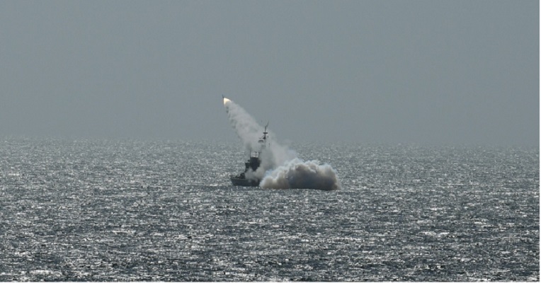 Pakistan Navy missible boat conducting live missile firing in North Arabian Sea. PHOTO: Pakistan Navy