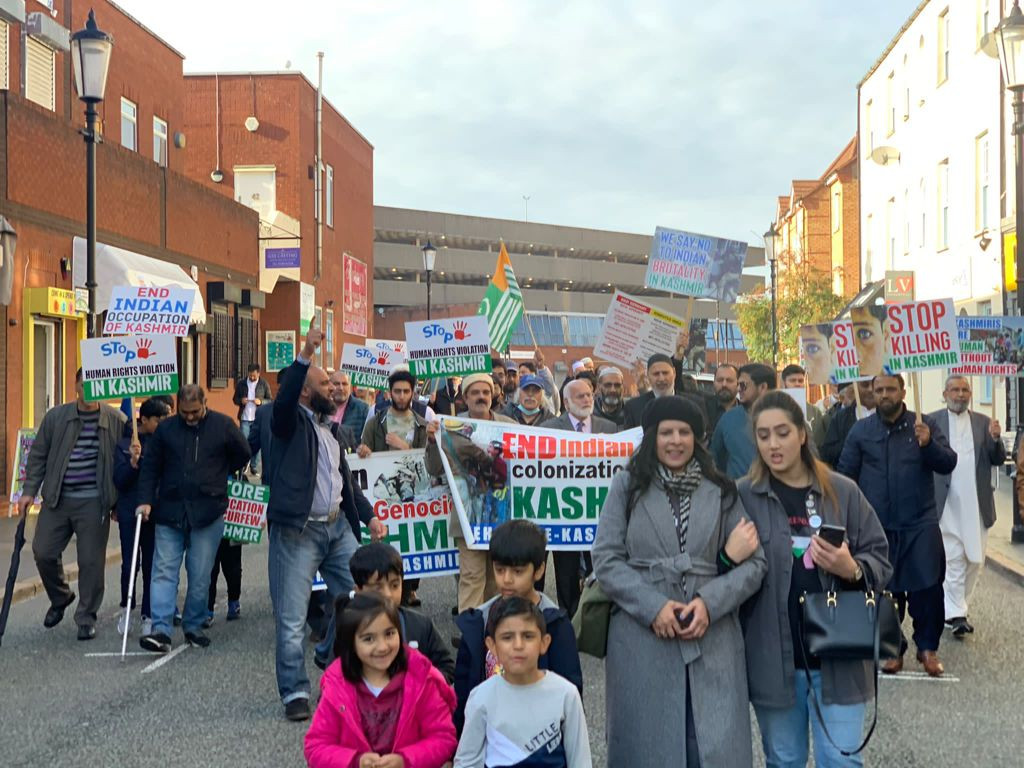 hundreds of kashmiris as well as pakistani and global human rights activists attended the protest outside the indian consulate in birmingham photo express