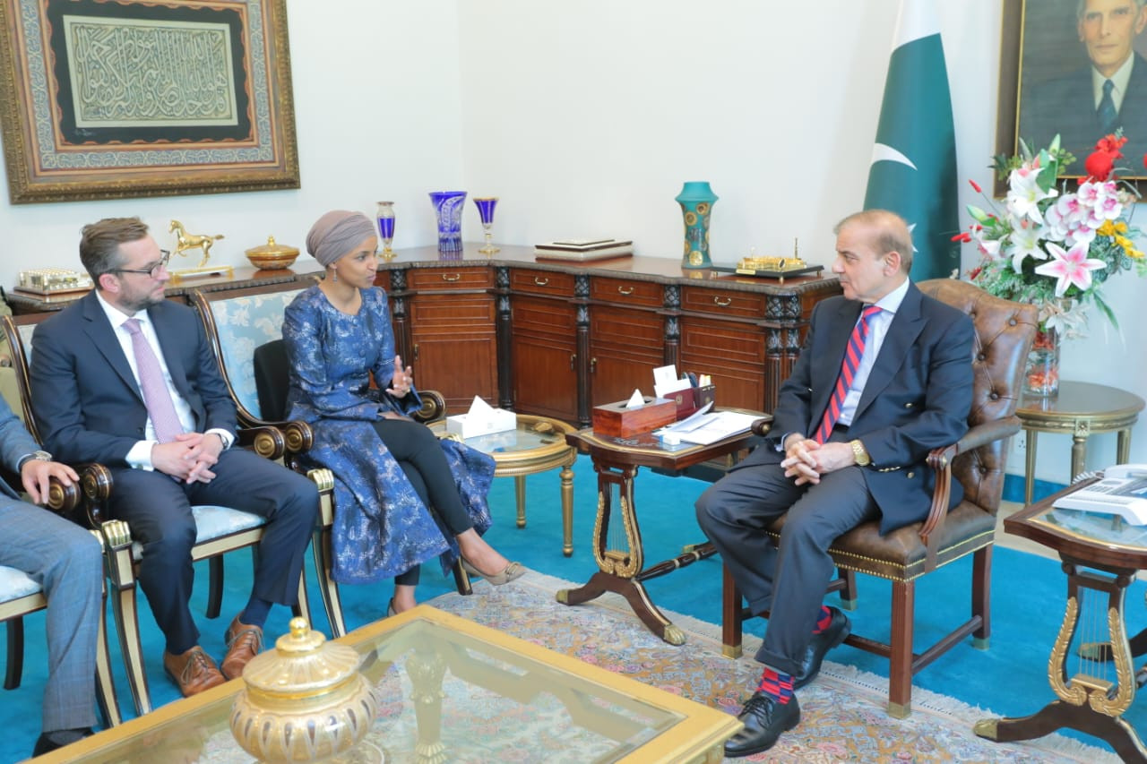 us congresswoman ilhan omar meets pm shehbaz in maiden visit