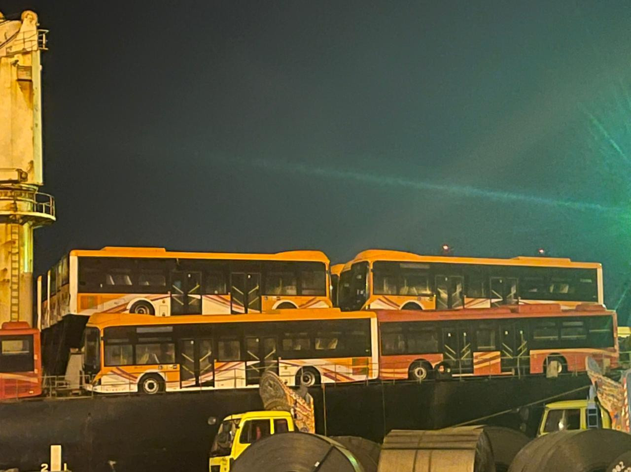 sindh minister for information transport and mass transit sharjeel inam memon congratulates people upon the arrival of the buses at karachi port photo express file