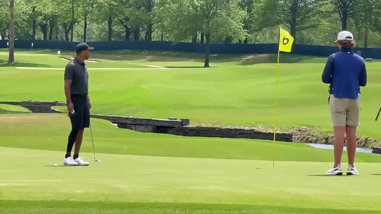 Photo of Woods practices at Southern Hills