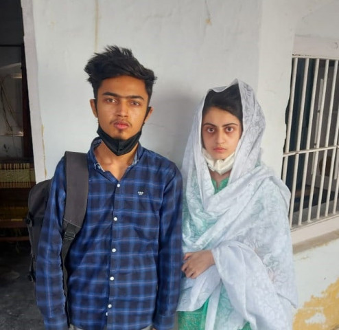 dua zehra and zaheer after being taken into custody by lahore police photo express dua zehra and zaheer after being taken into custody by lahore police photo express