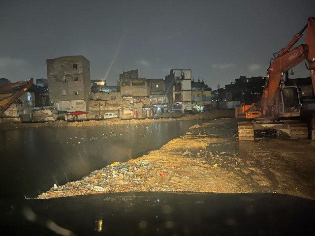 the city administration started the process of clearing the important storm drain along the gujar nullah to prevent water from entering nearby homes photo express file