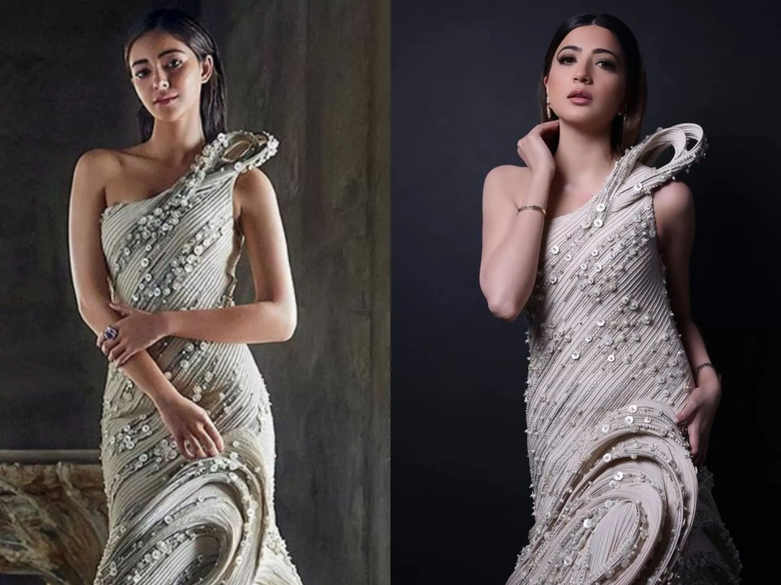 who wore it better aymen saleem ananya pandey stun in ivory sculpture gowns who wore it better aymen saleem ananya pandey stun in ivory sculpture gowns