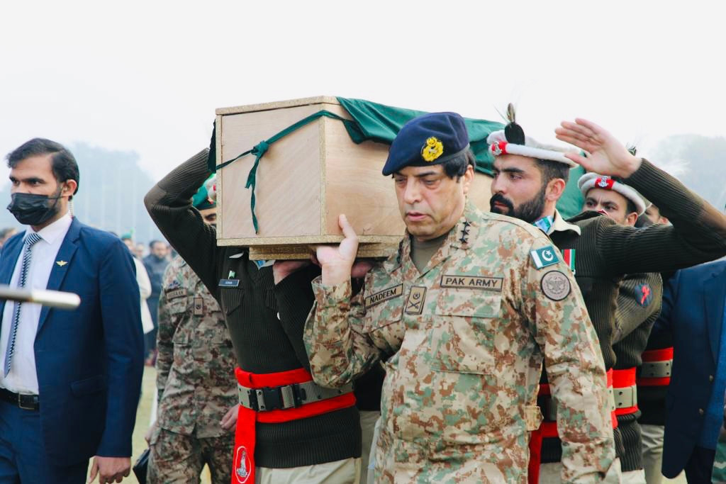 the funeral prayers were offered in multan khanewal and lahore and attended by civil and military officials as well as family members