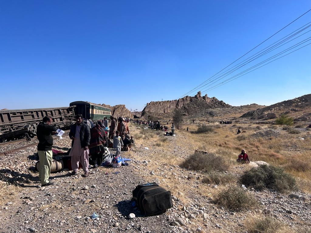 blast derails train in balochistan photo express