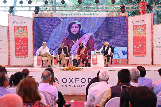 from left to right jouranlists zarrar khuhro mazhar abbas and asma shirazi in conversation with moderator wajahat saeed khan on day 2 of the karachi literature festival on saturday photo media handout from left to right jouranlists zarrar khuhro mazhar abbas and asma shirazi in conversation with moderator wajahat saeed khan on day 2 of the karachi literature festival on saturday photo media handout