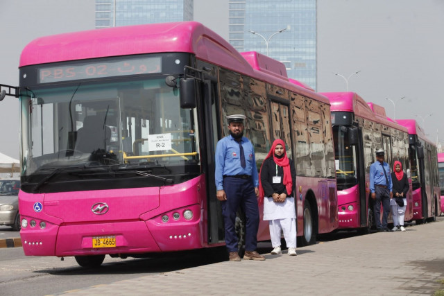 two new routes of women only pink bus launched in karachi two new routes of women only pink bus launched in karachi